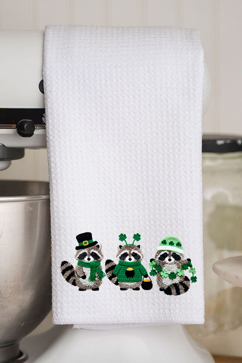 Faux Yarn Clover Crew Waffle Kitchen Towel