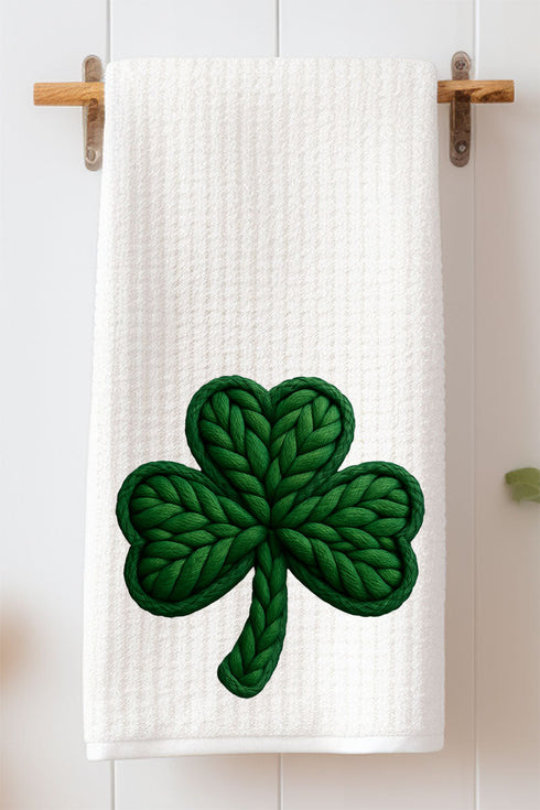 Faux Yarn Clover Waffle Kitchen Towel
