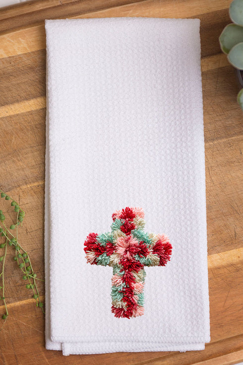 Faux Yarn Cross Waffle Kitchen Towel