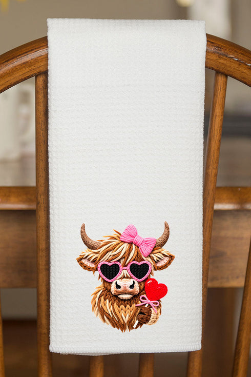 Faux Yarn Highland Romance Waffle Kitchen Towel