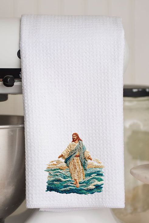 Faux Yarn Walking On Water Waffle Kitchen Towel