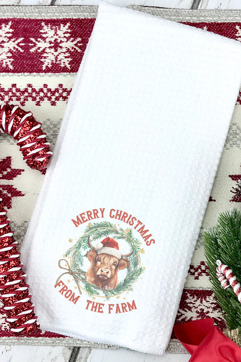 From The Farm Merry Christmas Waffle Kitchen Towel