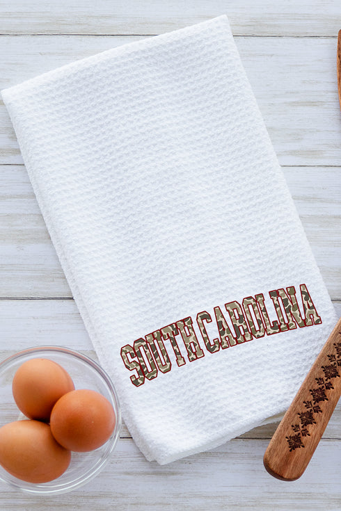 Garnet South Carolina Camo Waffle Kitchen Towel