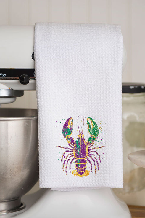 Glitzy Gras Crawfish Waffle Kitchen Towel