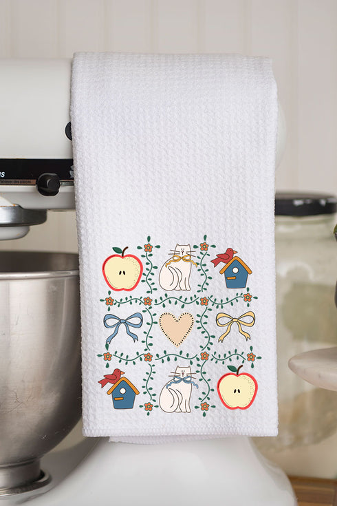 Heart & Home Quilt Waffle Kitchen Towel
