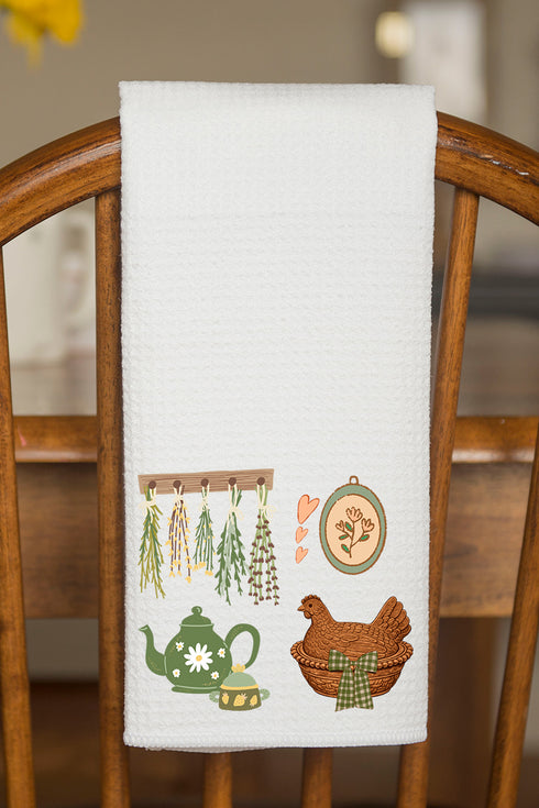 Herbs And Heirlooms Waffle Kitchen Towel