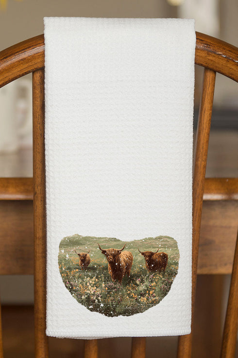 Highland Herd Waffle Kitchen Towel