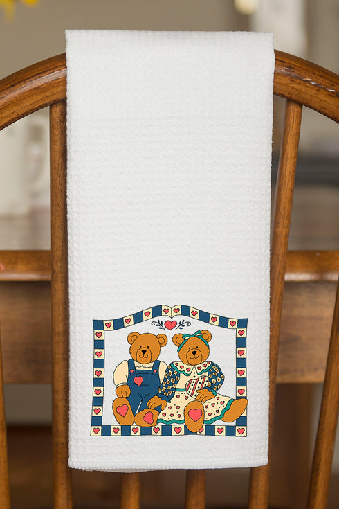 Honey & Hearth Bears Waffle Kitchen Towel