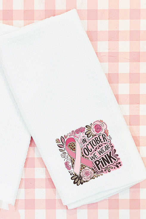 Leopard Doodle We Wear Pink Waffle Kitchen Towel