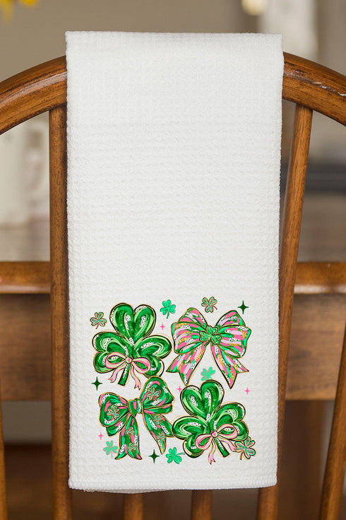 Lucky Luxe Bows Waffle Kitchen Towel