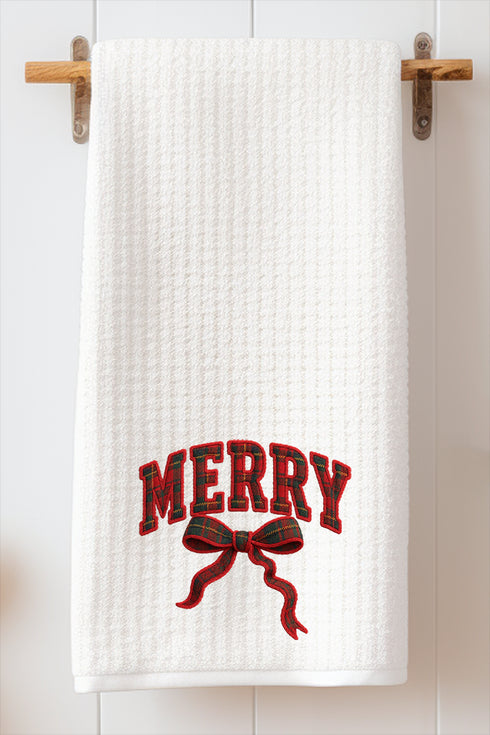 Merry In Plaid Waffle Kitchen Towel