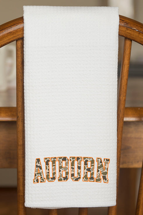 Orange Auburn Camo Waffle Kitchen Towel