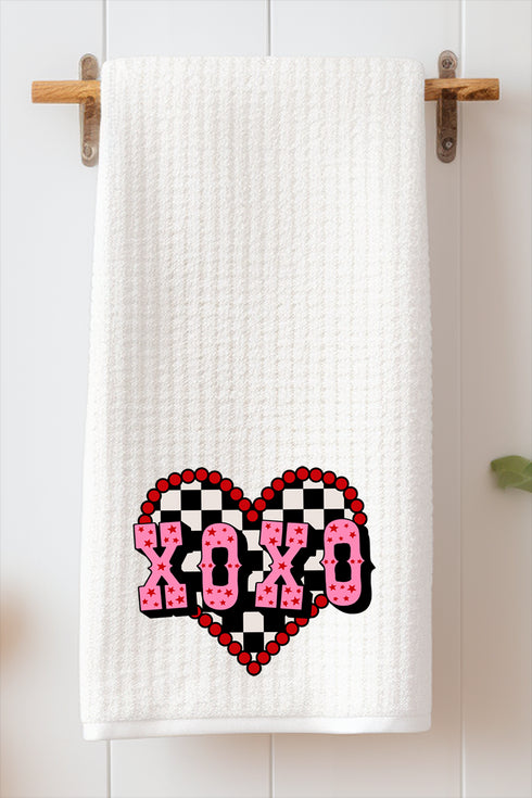 Rockabilly XOXO Waffle Kitchen Towel