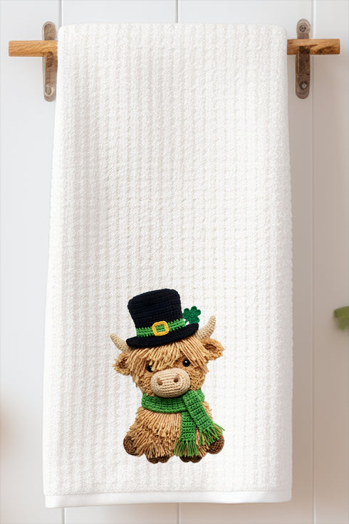 Shamrock & Moo Faux Yarn Waffle Kitchen Towel