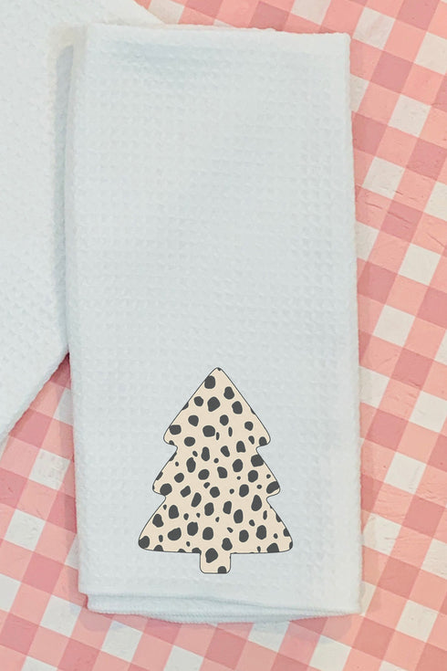 Spotted Christmas Tree Waffle Kitchen Towel
