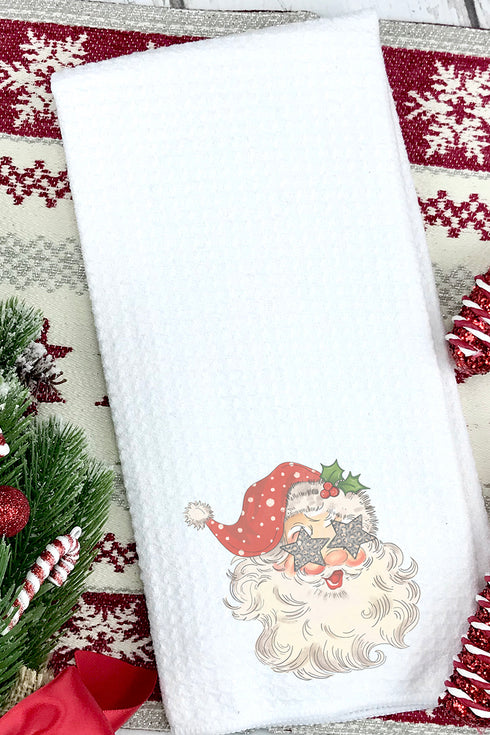Star Eyes Santa Waffle Kitchen Towel
