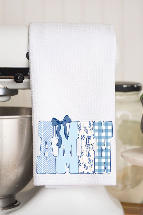 Sunday Blue Amen Waffle Kitchen Towel
