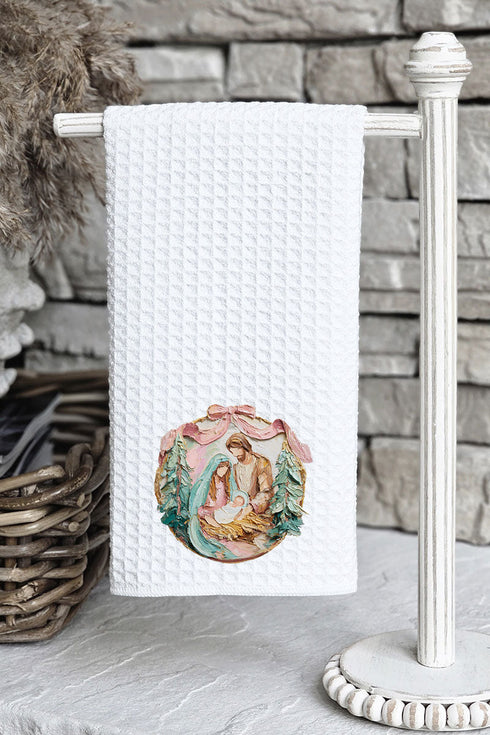 The Painted Baby Jesus Coquette Waffle Kitchen Towel