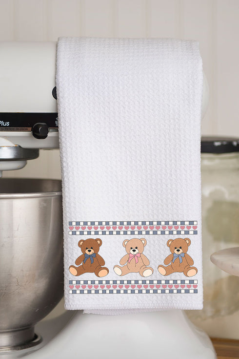 Tiny Teddy Trio Waffle Kitchen Towel