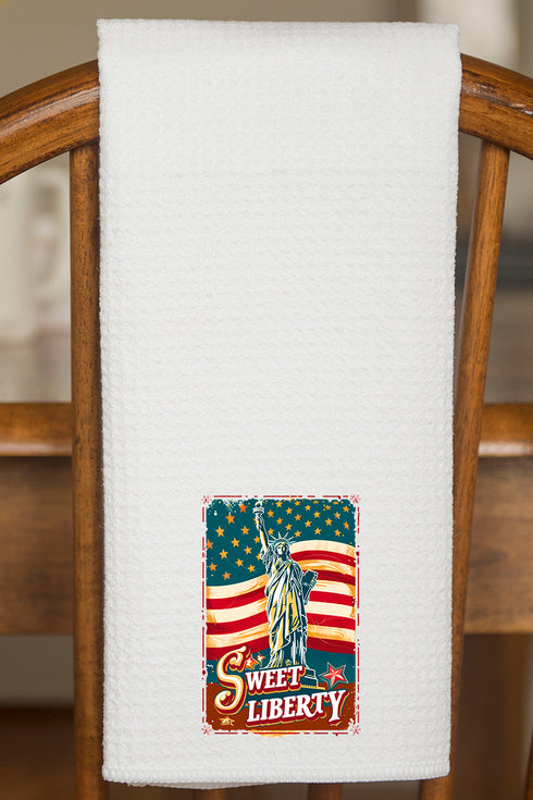 Vintage Sweet Liberty Waffle Kitchen Towel