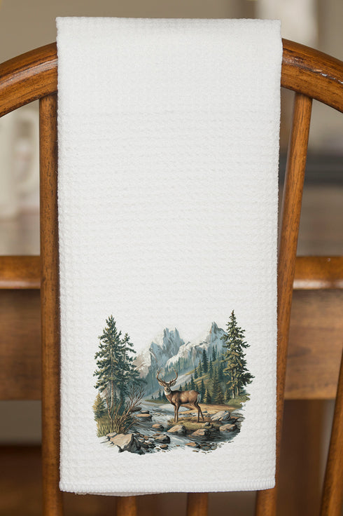 Alpine Deer Waffle Kitchen Towel