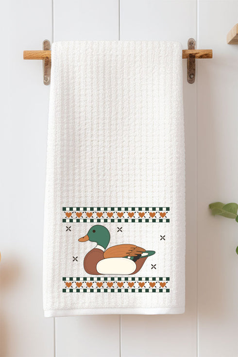 Woodland Duck Waffle Kitchen Towel