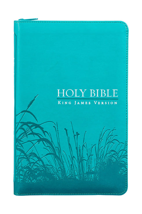 Turquoise Faux Leather Zippered KJV Deluxe Gift Bible with Thumb Index