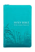 Turquoise Faux Leather Zippered KJV Deluxe Gift Bible with Thumb Index