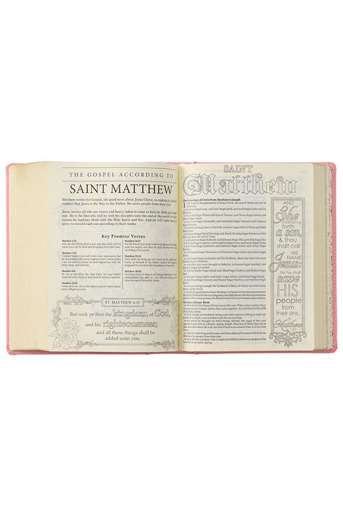 Pink Floral Faux Leather KJV My Promise Bible