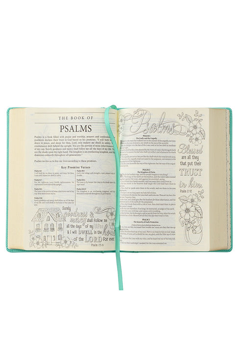 Teal Floral Faux Leather KJV My Promise Bible