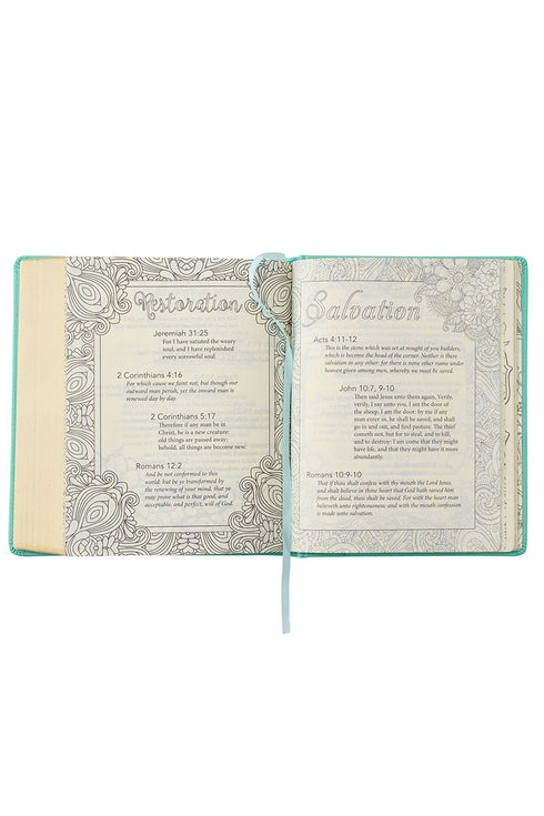 Teal Floral Faux Leather KJV My Promise Bible