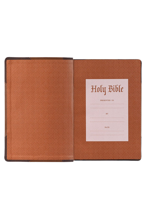 Two-Tone Brown Faux Leather Giant Print KJV Full-Size Bible with Thumb Index