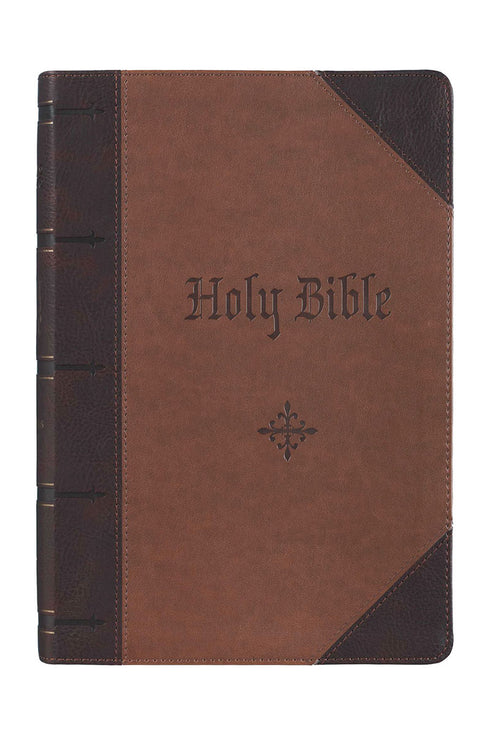 Two-Tone Brown Faux Leather Giant Print KJV Full-Size Bible with Thumb Index