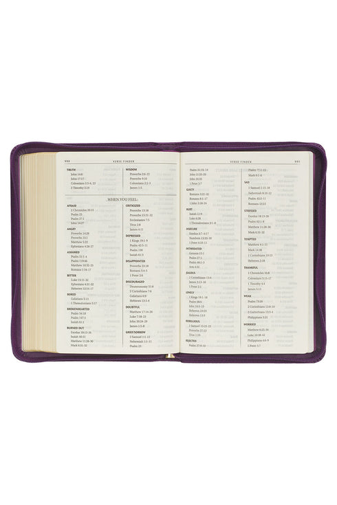 Iris Purple Faux Leather KJV Zippered Compact Bible