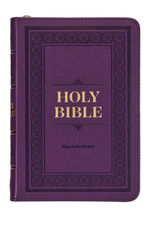 Iris Purple Faux Leather KJV Zippered Compact Bible