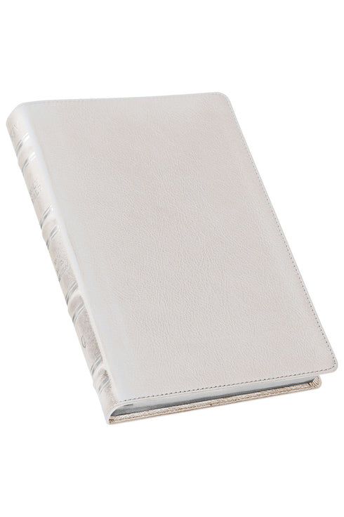 White Full Grain Leather Giant Print KJV Full-Size Bible with Thumb Index