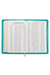 Teal Floral Faux Leather Zippered KJV Deluxe Gift Bible with Thumb Index