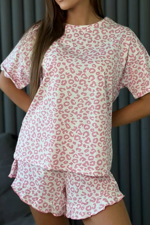 PREORDER! ETA 11/22 Do Not Disturb Pink Leopard Top and Shorts Pajama Set **SHIPPING EXPECTED TO BEGIN ON DATE 11/22**