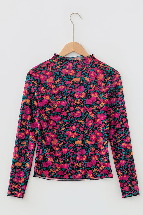 Floral Affair Rose Floral Mesh Top