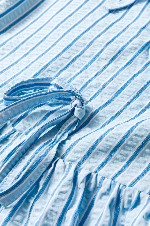 Sweetheart Ties Sky Blue Stripe Babydoll Blouse