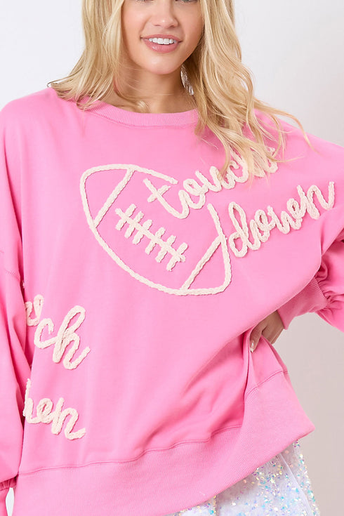 Touchdown Pink Braided Football Sweatshirt