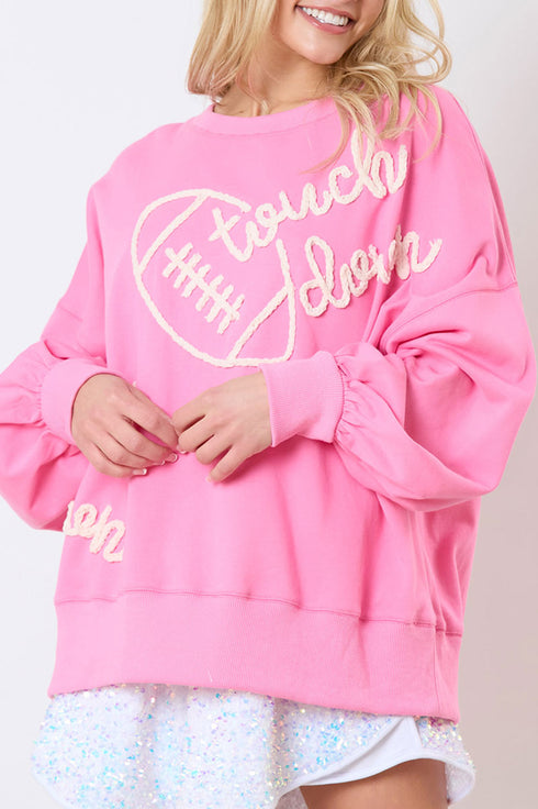 Touchdown Pink Braided Football Sweatshirt