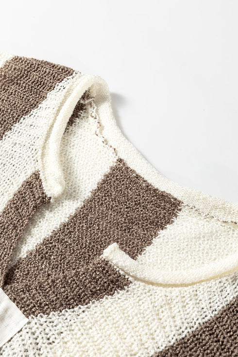 In Your Stride Brown Stripe V-Neck Sweater