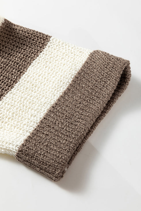 In Your Stride Brown Stripe V-Neck Sweater