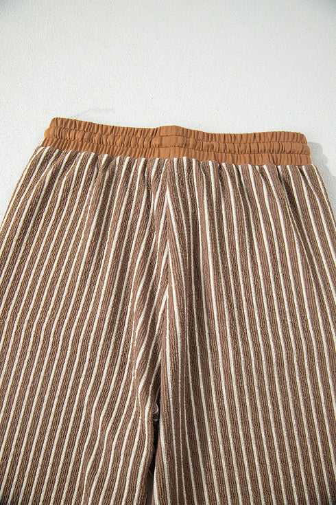 Shoreline Stripe Khaki Tee and Cropped Pants Set