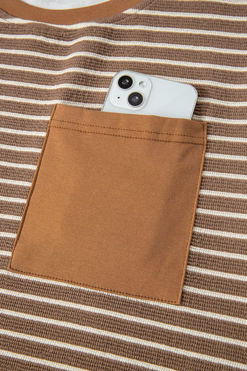 Shoreline Stripe Khaki Tee and Cropped Pants Set