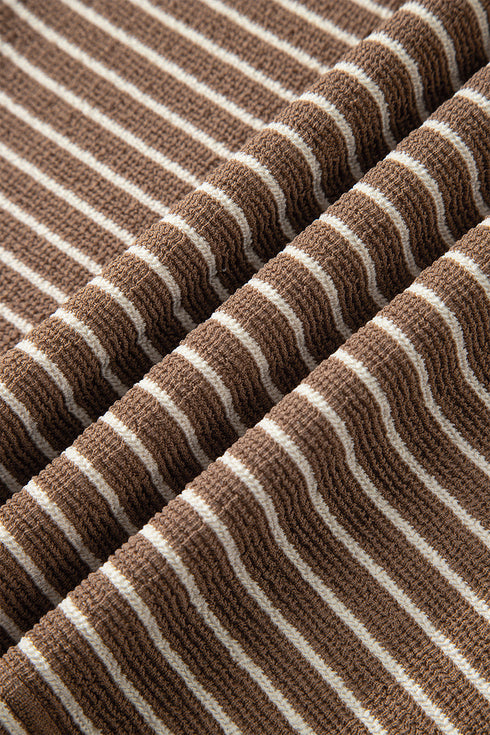 Shoreline Stripe Khaki Tee and Cropped Pants Set