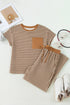 Shoreline Stripe Khaki Tee and Cropped Pants Set