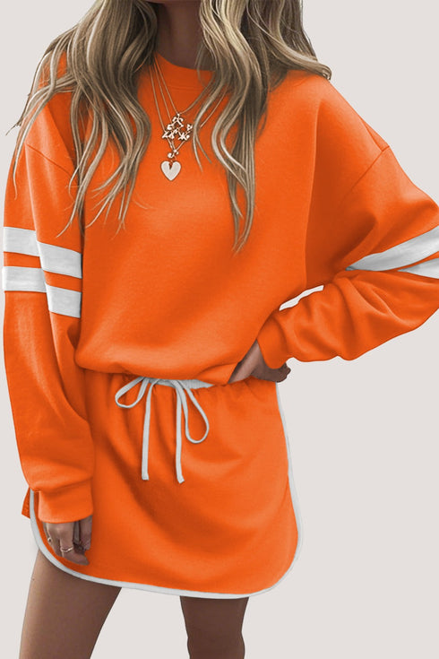 Sideline Sweetheart Orange Pullover and Mini Skirt Set