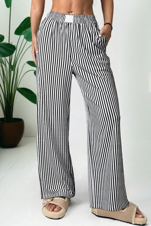 Play It Cool Black Stripe Loose Pants